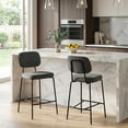 thumbnail image 1 of Bechor Beige and Gray Woven Fabric Counter Stool with Natural Wood Legs, 1 of 7