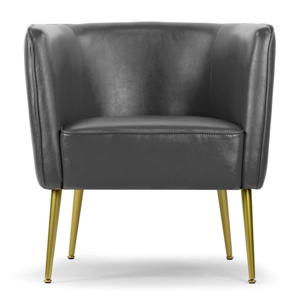 Set of 2 Adaya Gray Faux Leather Arm Chair with Beech Legs