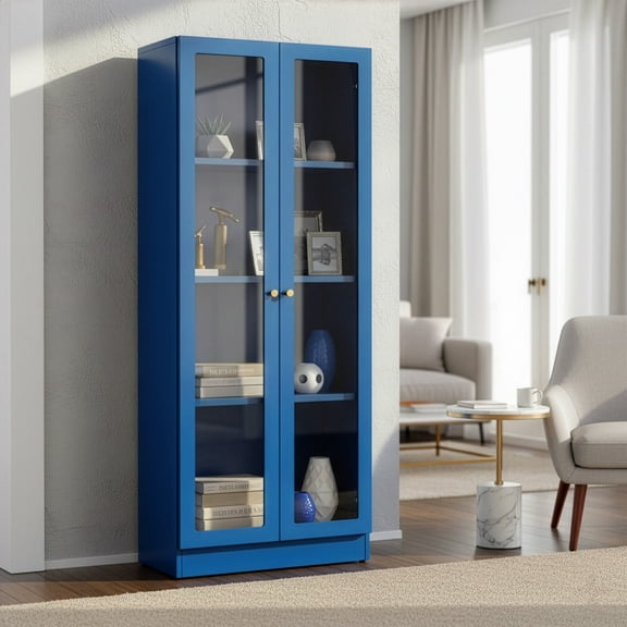 Avice 59-inch Blue French Door Metal Cabinet
