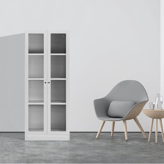 Avice 59-inch White French Door Metal Cabinet