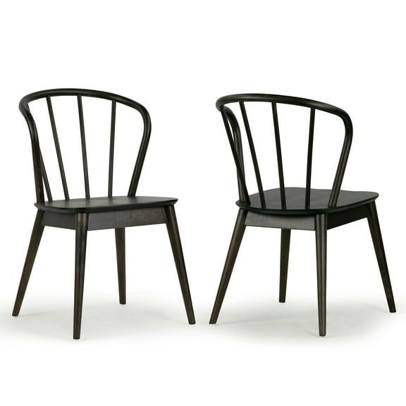 Set of 2 Azure Black Rubberwood Dining Chair with Windsor Back