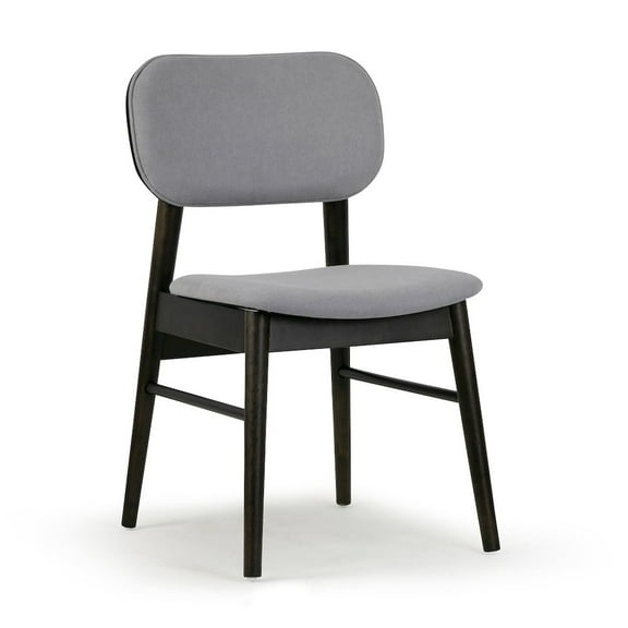 Set of 2 Babette Gray Fabric Dining Chair with Black Wood Legs