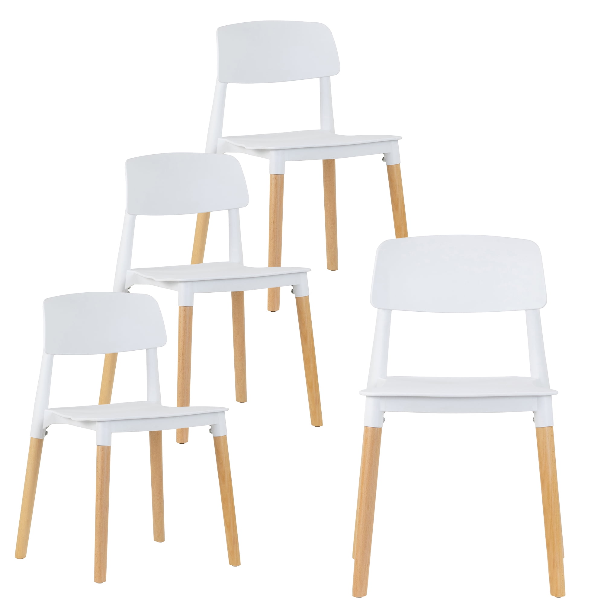 Glamour Home Balta 17.75" Plastic & Wood Dining Chairs in White (Set of 4)