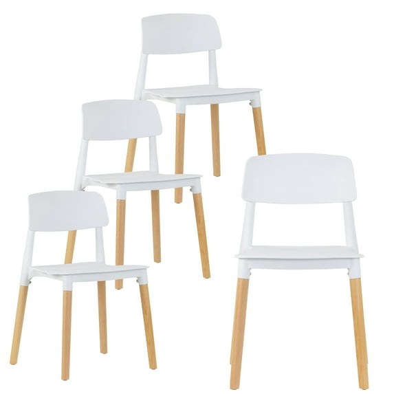 Glamour Home Balta 17.75" Plastic & Wood Dining Chairs in White (Set of 4)