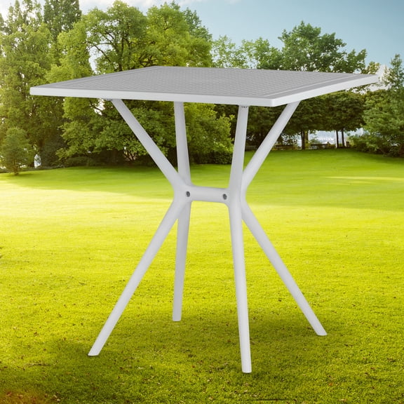 Basma White Plastic Square Dining Table