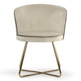 thumbnail image 1 of Set of 2 Bethari Beige Woven Fabric Dining Chair with Rattan Backrest and Black Iron Legs with Gold Accents, 1 of 7