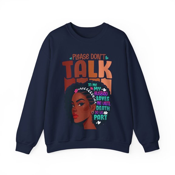 Glamour Queen Unisex Heavy Blend™ "Crewneck Sweatshirt Please Don't Talk" Logo, Navy