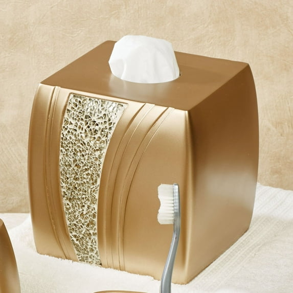 Glamour Resin Tissue Cover with Glass Mosaic Champagne Gold Tissue Cover