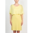 thumbnail image 1 of Glamour Scoop Neck Chiffon Cape Short Sleeve ITY Dress-BUTTER / 14, 1 of 4