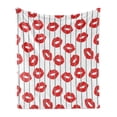 thumbnail image 1 of Glamour Soft Flannel Fleece Throw Blanket, Woman Lips Behind the Bars Female Love Romance Valentines Day Print, Cozy Plush for Indoor and Outdoor Use, 70" x 90", Scarlet White and Grey, by Ambesonne, 1 of 6