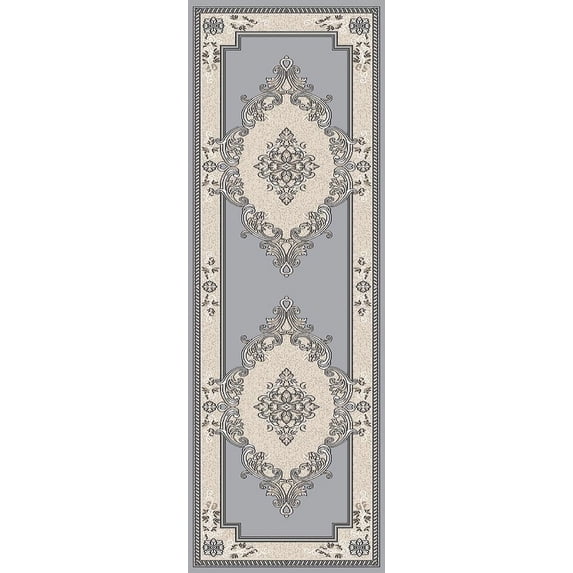 Glamour Thick Plush Oriental Area Rug Traditional Carpet Floral Medallion Design-206 (2'6"x7'9" Runner,Sand)