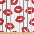 thumbnail image 1 of Ambesonne Glamour Fabric by the Yard Upholstery, Woman Lips Love Behind Bars, 1 Yard, Scarlet White and Grey, 1 of 4