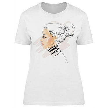 Glamour Womans Face Portrait T-Shirt Women -Image by Shutterstock, Female Medium