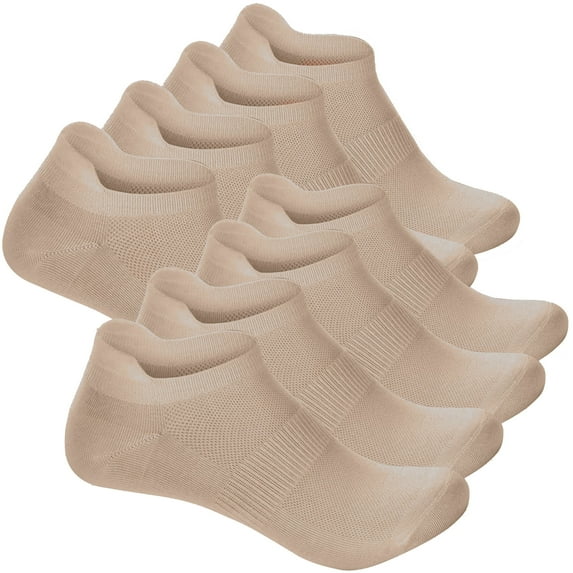 GlamourGarden Women's Breathable Cotton No Show Sport Socks, Khaki (8 Pack)