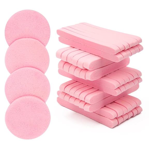 120 Pcs Compressed Facial Sponges, Soft Face Cleansing Sponge Pads for Washing, Makeup Removal & Exfoliating, Portable Travel Sponge Expands to 8.0cm Round, Pink