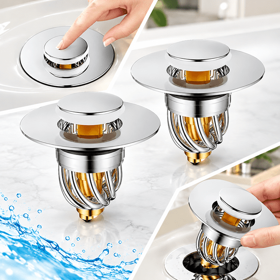 GlamourGaze 2 Pack 2 in 1 Bathroom Sink Stopper Pop Up Drain Strainer with Anti Clogging Filter Basket for 1.3 to 1.58 Inch Basin Drain Holes