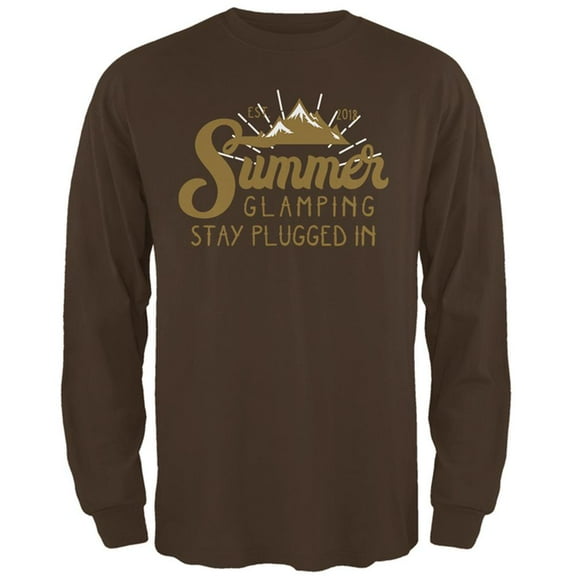 Glamping Plugged In Mens Long Sleeve T Shirt Brown MD