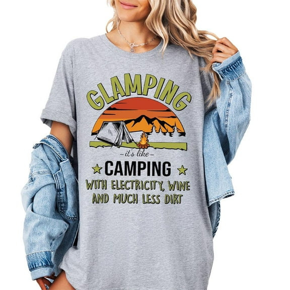 Glamping Shirt, Glamping Camper Shirt, Camping With Wine Shirt, Outdoor Adventure Shirt, Retro Glamping Shirt, Bachelorette Camp Tee All Size S-5Xl