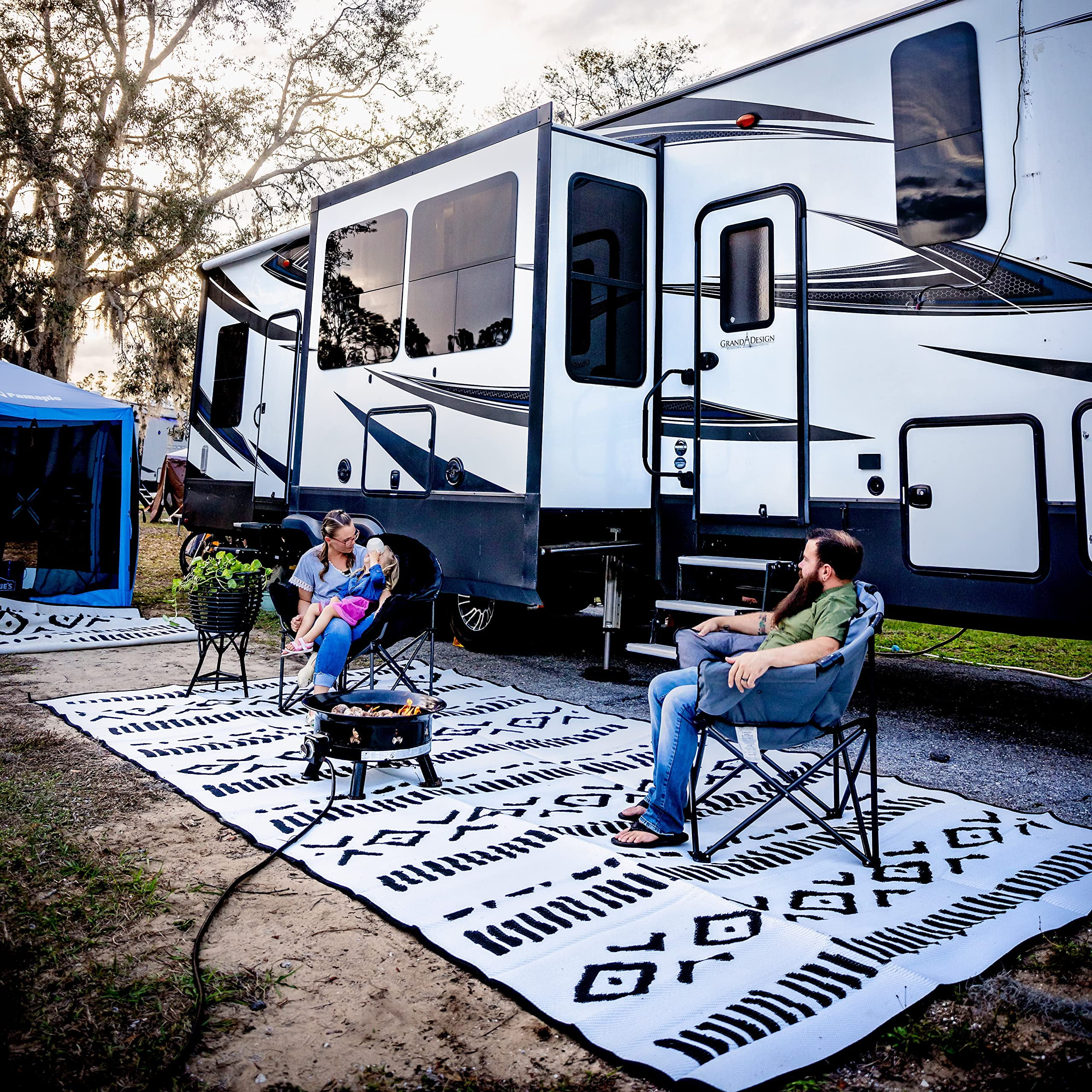 Glamplife 8x16 Recycled Waterproof RV Rug Large Outdoor Rug for