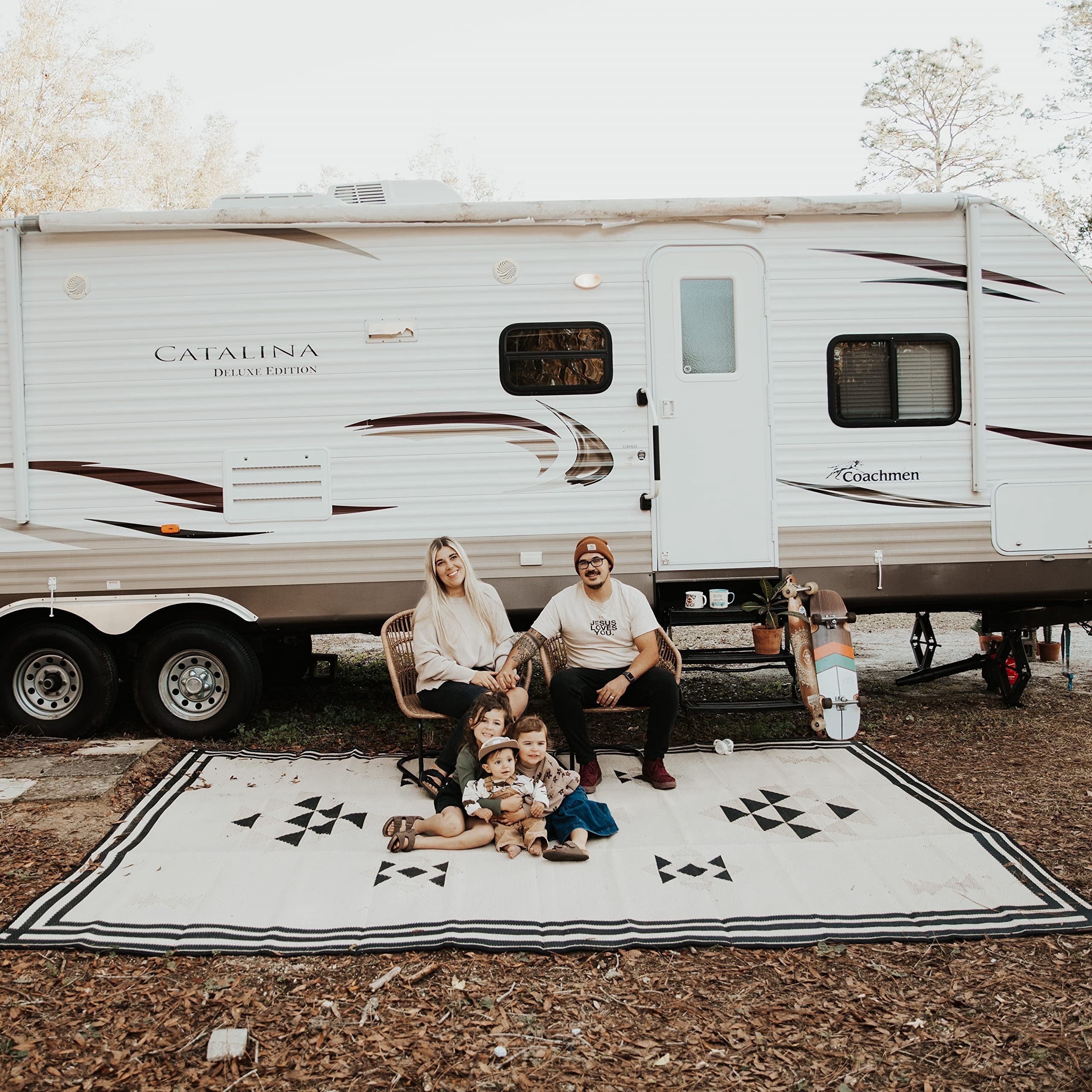 Glamplife Large Patio Camper Rug - 9x12 Recycled Waterproof RV Mat ...