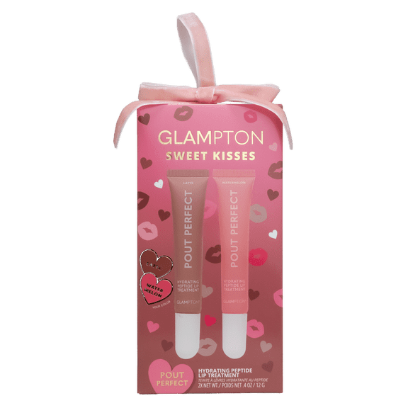 Glampton Pout Perfect Hydrating Peptide Lip Treatment .4 oz - Latte & Watermelon Duo
