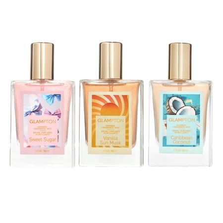 Glampton Shimmer Fragrance Mist Coffret Gift Set for Women, 3 Pieces