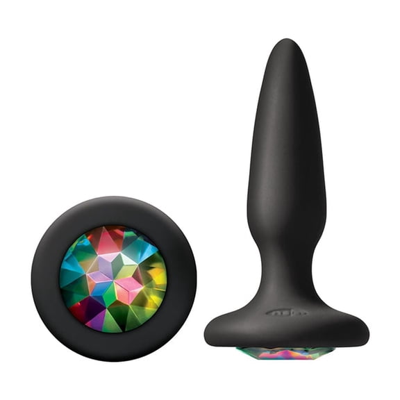 Glams Mini Gem Silicone Crystal Anal Plug, Rainbow