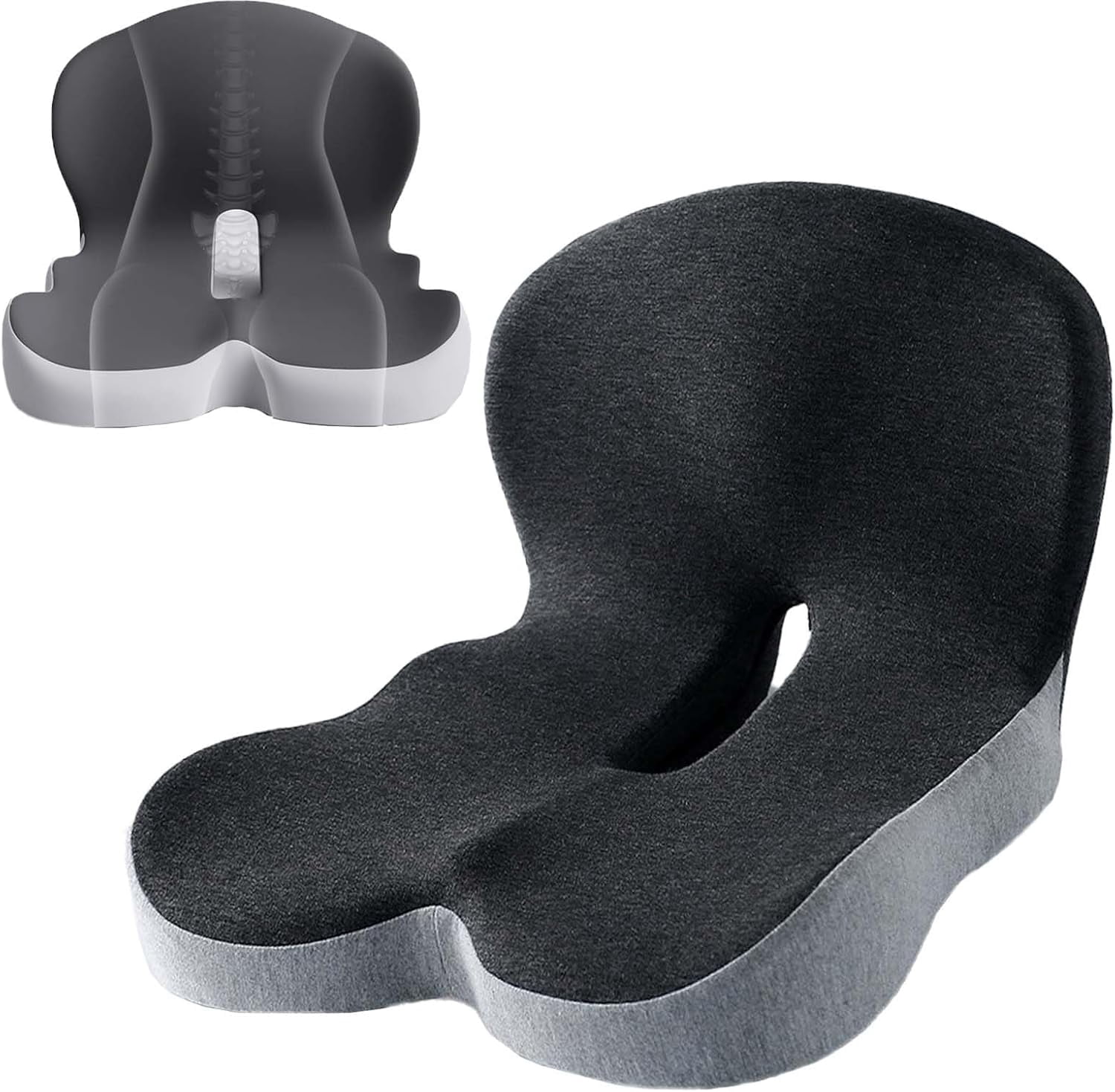 Cuscino Per Seduta Con Supporto Lombare - Memory Foam A Forma Di L, Per Auto E Ufficio