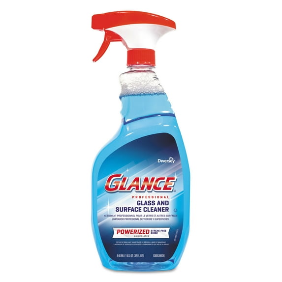 Glance Powerized Glass and Surface Cleaner Liquid, 32 oz, 4/Carton