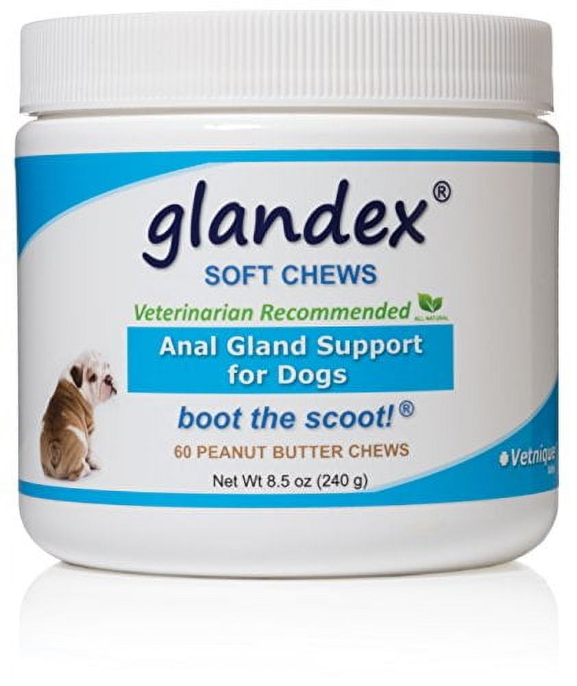 Glandex Soft Chews 60 Count, Anal Gland Fiber & Probiotic Digestive Supplement for Dogs