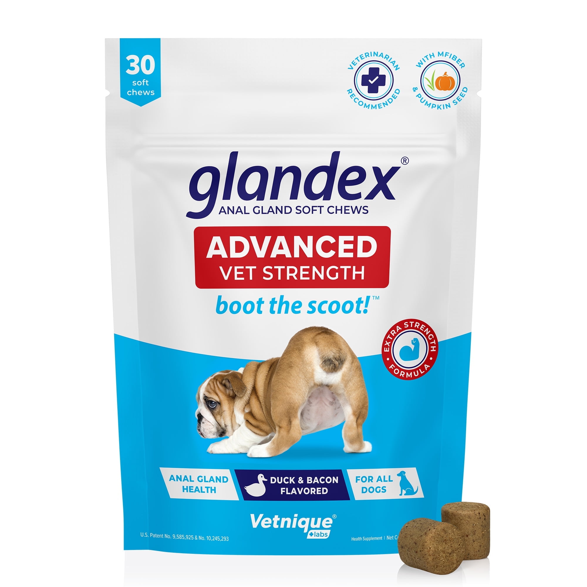 Vetnique Labs Glandex Advanced Vet Strength Soft Chews for All Dogs Duck Bacon Flavored 30 Count