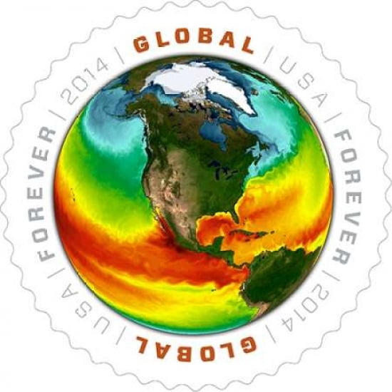 Glaobal- Sea Surface Temperatures Canvas Art - US POSTAL SERVICE (24 x 24)