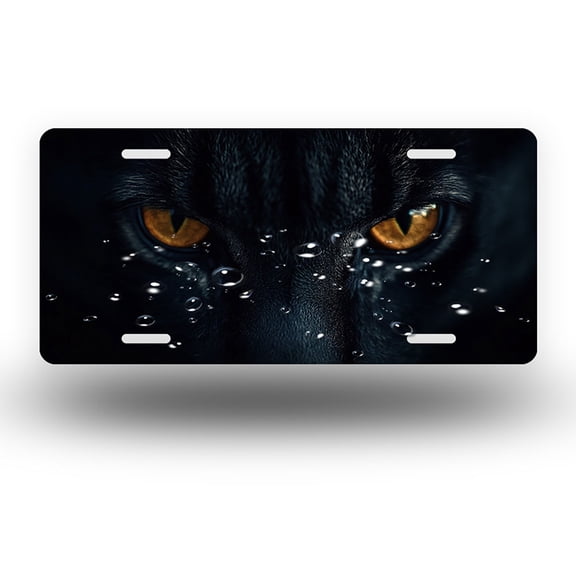 Glaring Black Panther Eyes Front License Plate, Metal License Plate, Funny Standard Plates Personalized Novelty Decorative For Men/Women/Boys/Girls Car 6×12 Inch