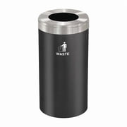23 gal Round Recycling Bin, Funnel Top, Satin Black/Satin Aluminum, Steel, 1 Openings