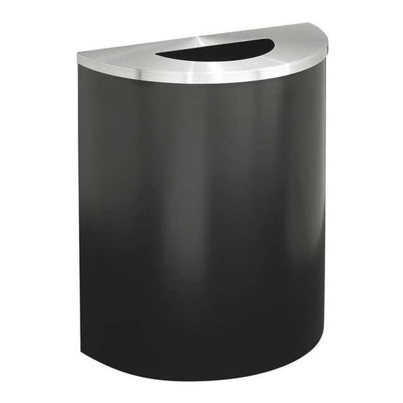 Glaro 29 gal. Steel Half-Round Trash Can, Black 2491-BK-SA