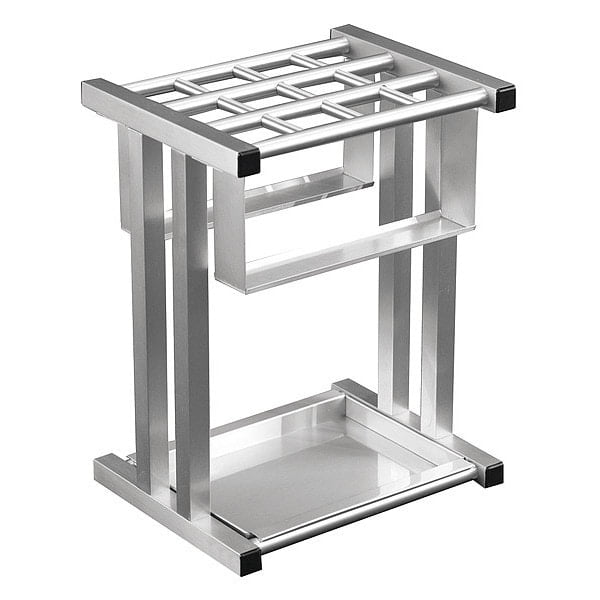 Satin Aluminum Freestanding Umbrella Stand with Grid Design