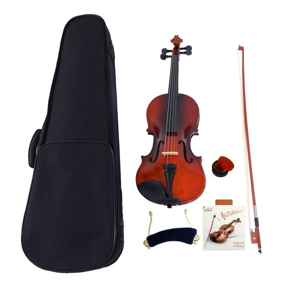 Glarry 3/4 Acoustic Student Solid Violin Fiddle Starter Kit with + Case + Bow + Rosin + Strings + Shoulder Rest + Tuner