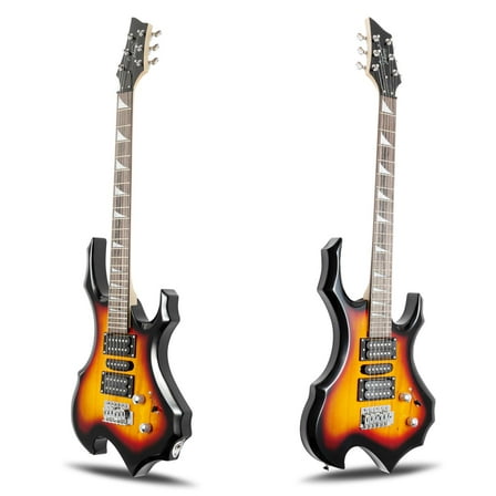 Glarry 37 inch Electronic Guitar Bundle with Amplifier for Beginner, Brown