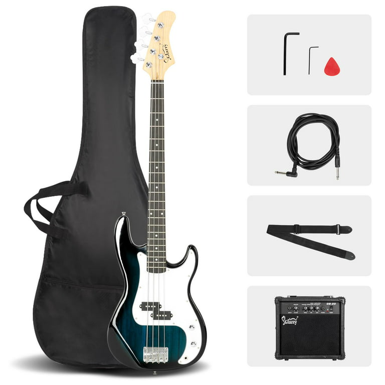 Glarry 4-String Bass Guitar Kit for Beginner with 20W Amplifier, Black
