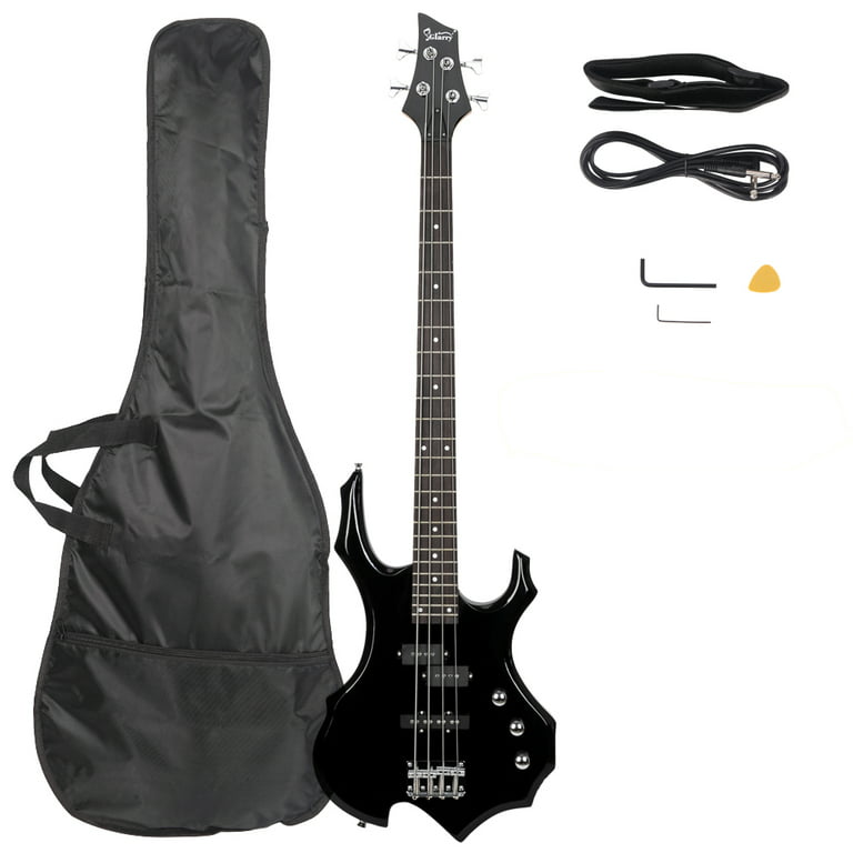 Glarry 4-String Beginners Electric Bass Guitar Kit w/ Accessories for Student,Black