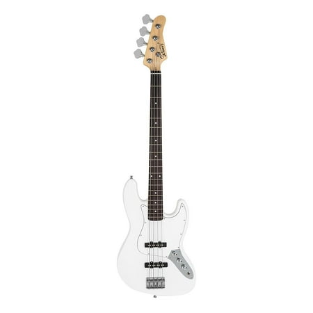 Glarry 4-Strings Electric Bass Guitar White with Bag for Beginners