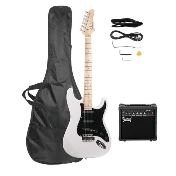 Glarry 40" Beginner 6 Stings 22 Fret Electric Guitar with 20W Amp and More,White