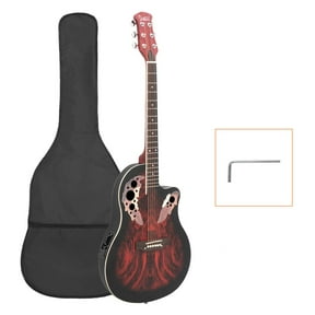 Glarry 41 Inch Full-Size Cutaway Acoustic-Electric Guitar Round Back, Sunset Red