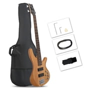 Glarry 44 Inch GIB Electric Bass Guitar 5 String, H-H Pickup, Laurel Wood Fingerboard with Bag, Brown