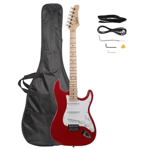 Glarry 6-Strings Electric Guitar with Guitar Bag for Beginners, Red, 6 lb