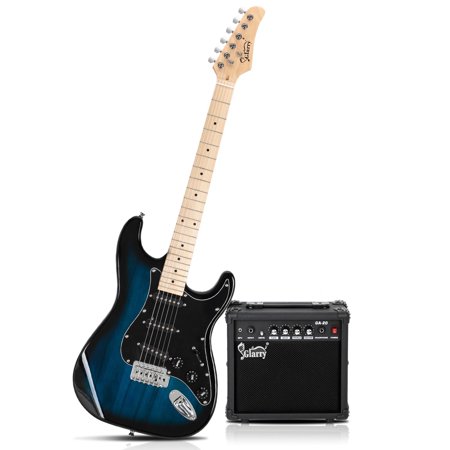Glarry 6 Strings Right Hand Electric Guitar Package for Beginner,Dark Blue