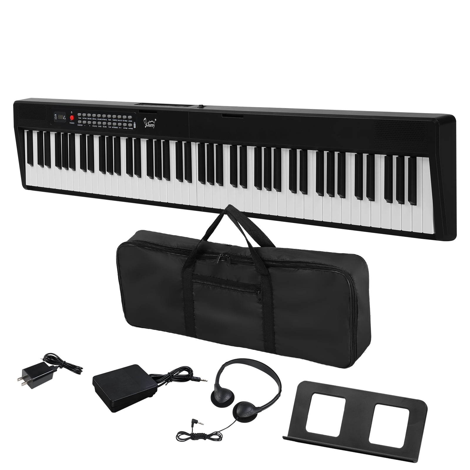 Glarry 61-key Digital Piano Keyboard with Stand, Headphone,Microphone and More