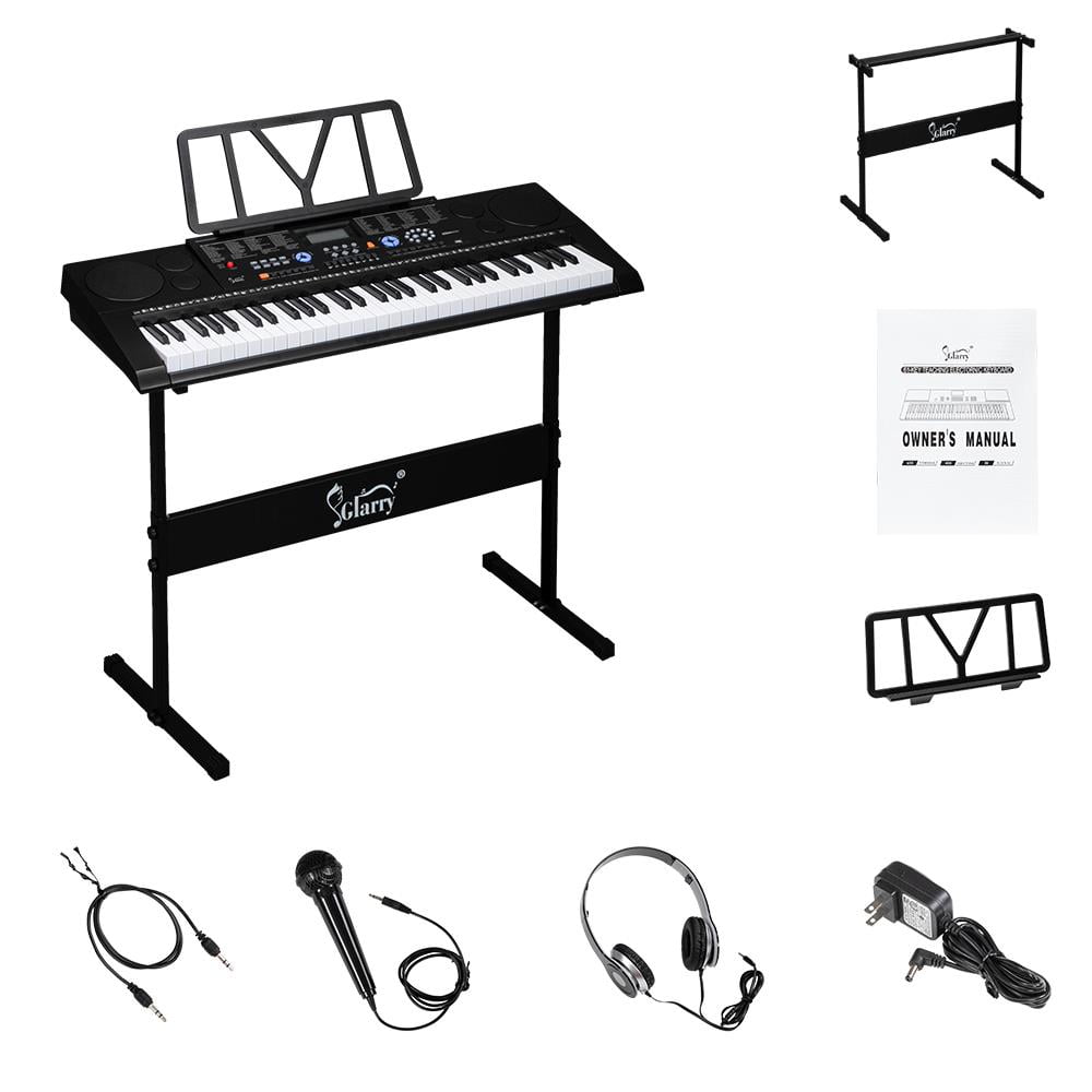 Glarry 61-key Digital Piano Keyboard with Stand, Headphone, Microphone