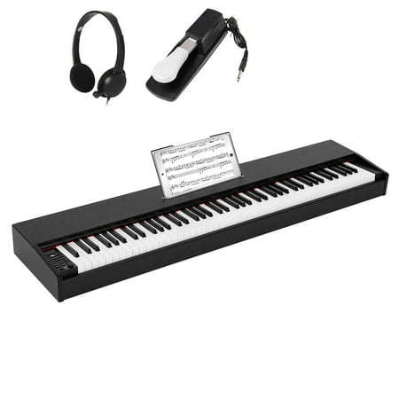 Glarry 88-Key Portable Keyboard Piano with Sustain Pedal for Beginners Adults Kids, Black