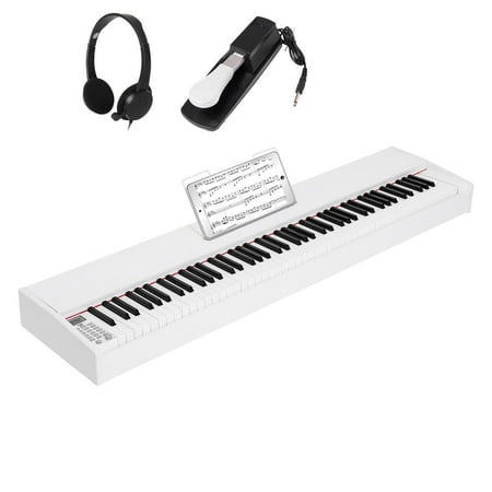 Glarry 88-Key Portable Keyboard Piano with Sustain Pedal for Beginners Adults Kids, White